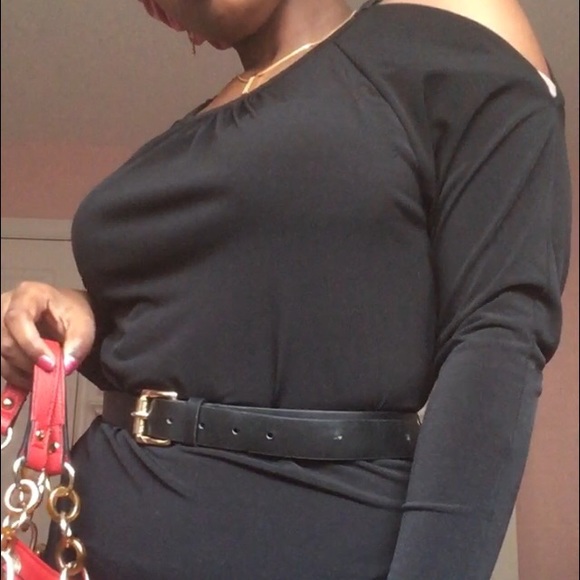 Michael Kors Black Cold Shoulder Dress w/ Belt - Picture 8 of 8